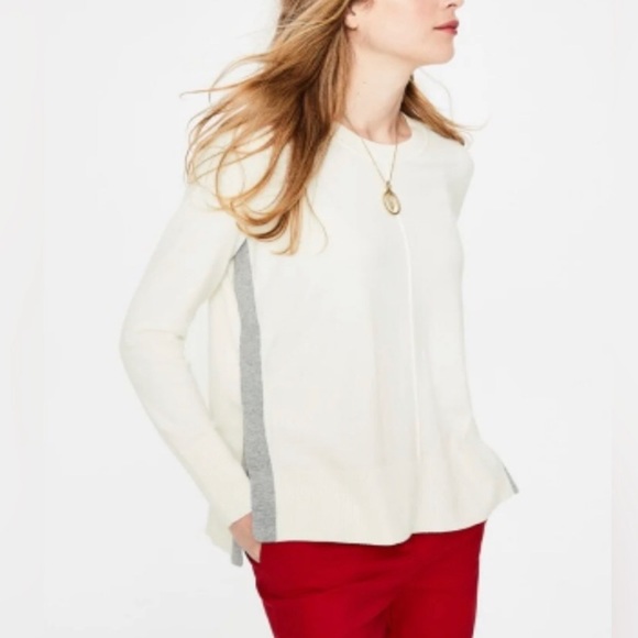 Boden Logan side stripe ivory pullover sweater - Picture 2 of 7